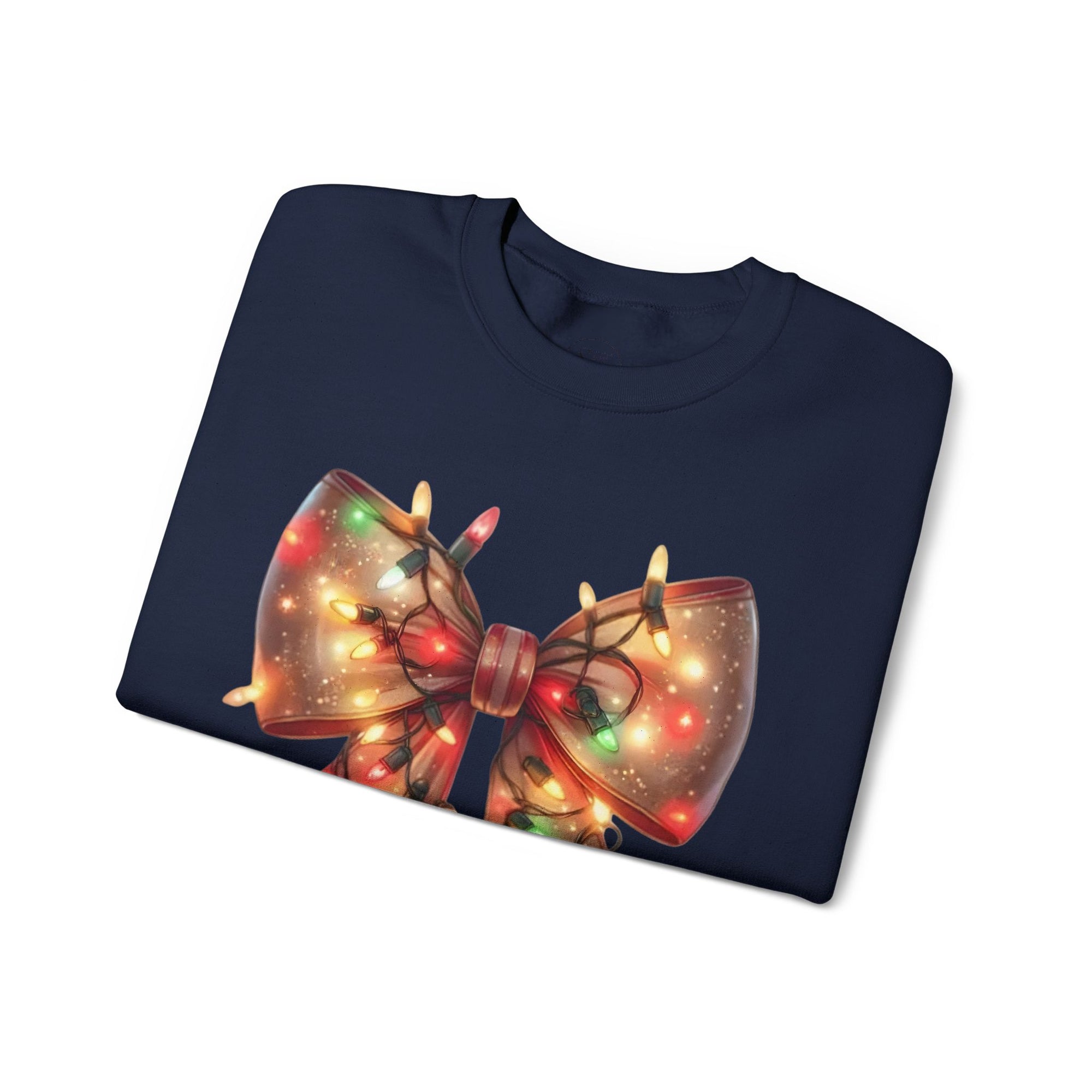 Festive Christmas Bow Sweatshirt | Holiday Lights Ribbon Pullover