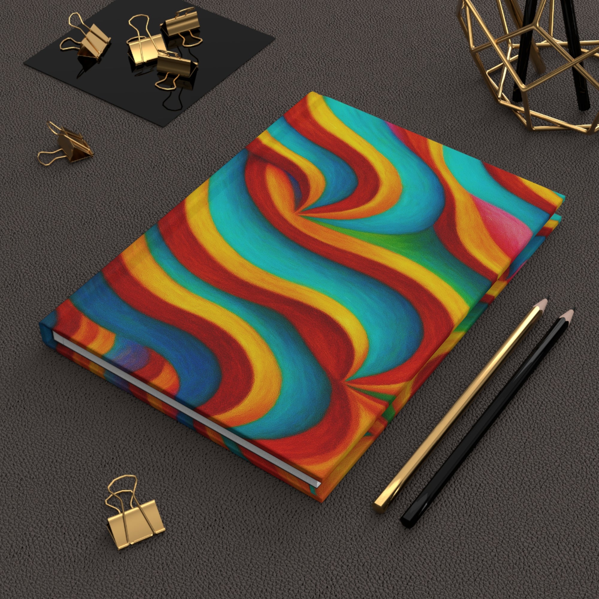 Retro Wave Abstract Notebook | Colorful Vintage Art Journal