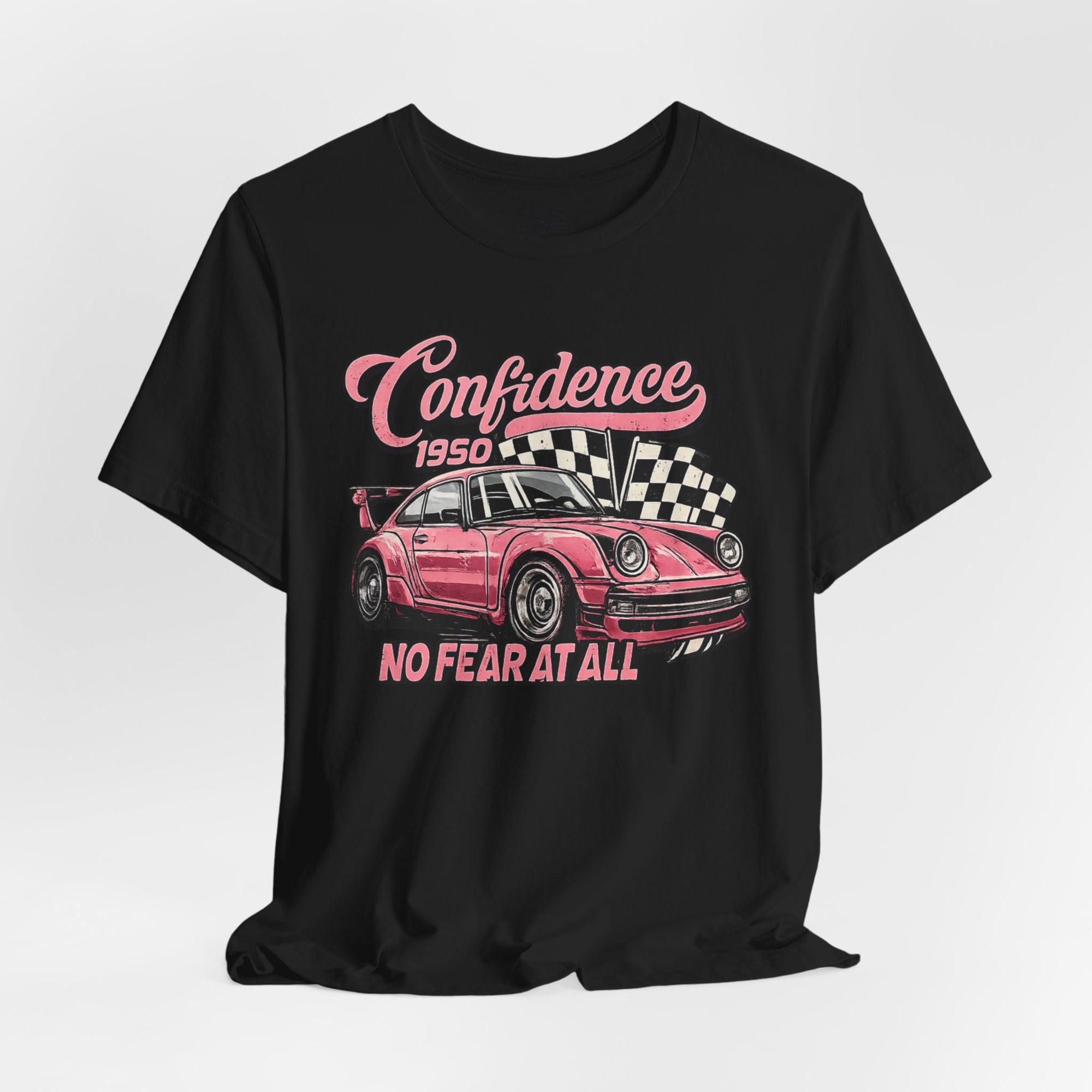 Vintage Pink Porsche 1950 Racing Tee | Confidence No Fear At All