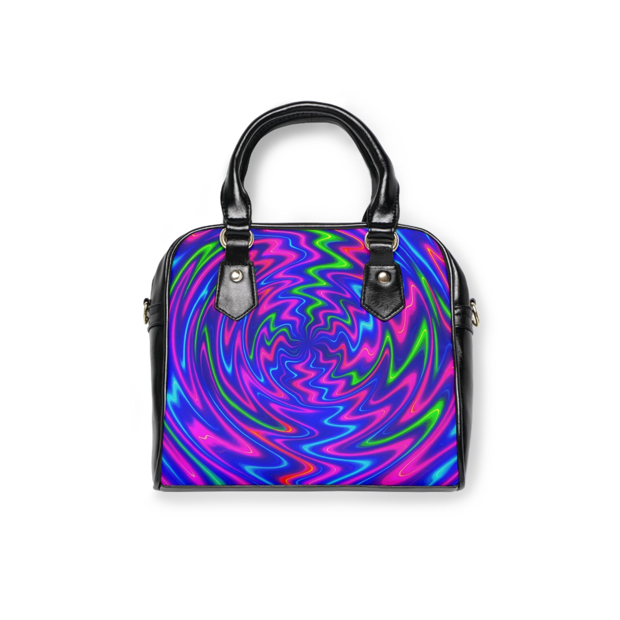 Neon Psychedelic Swirl Handbag | Colorful Statement Shoulder Bag