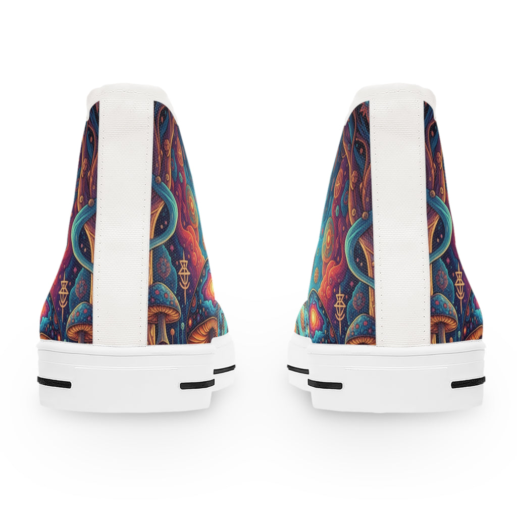 Mushroom Art High Top Sneakers | Colorful Trippy Shoes | Festival Fashion
