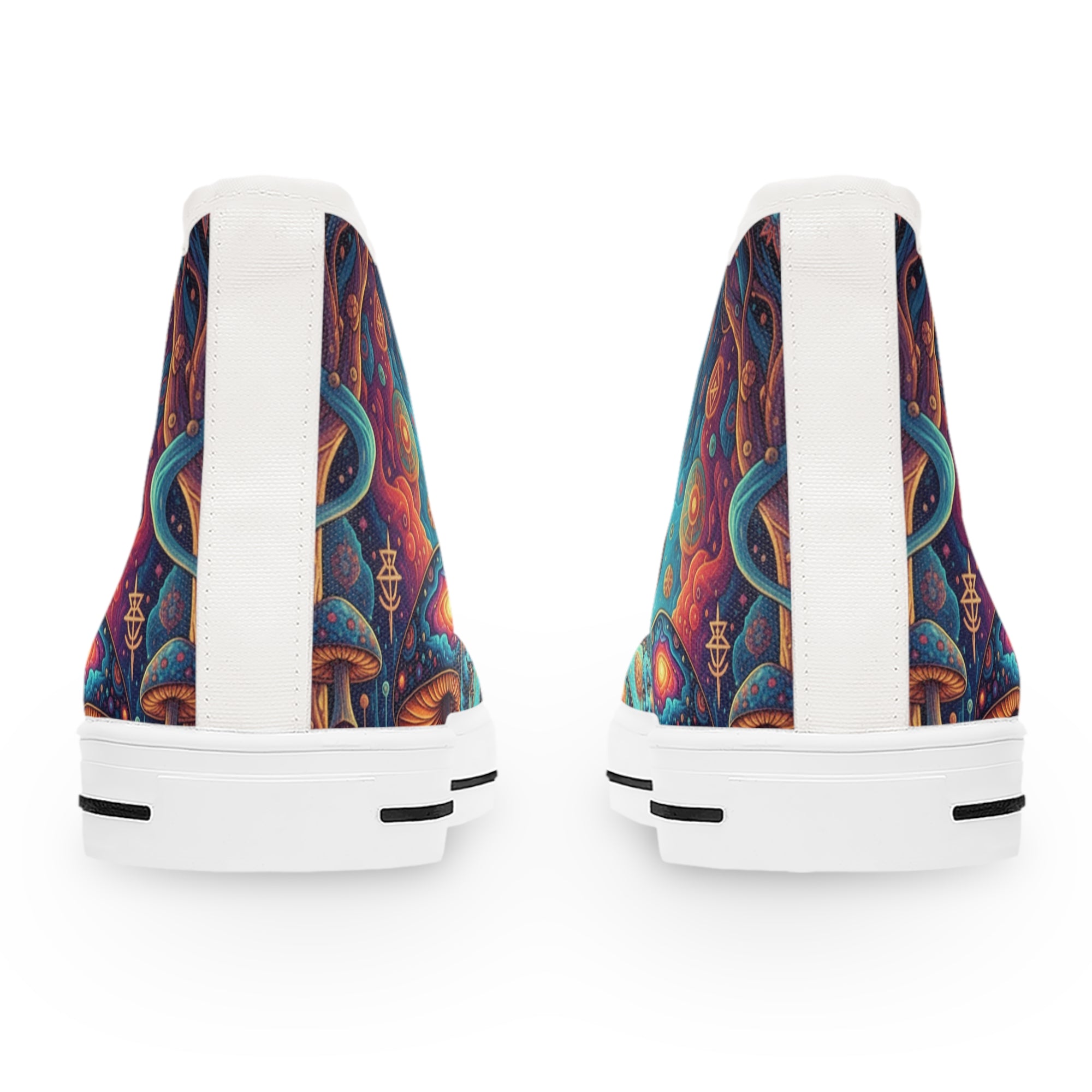 Mushroom Art High Top Sneakers | Colorful Trippy Shoes | Festival Fashion