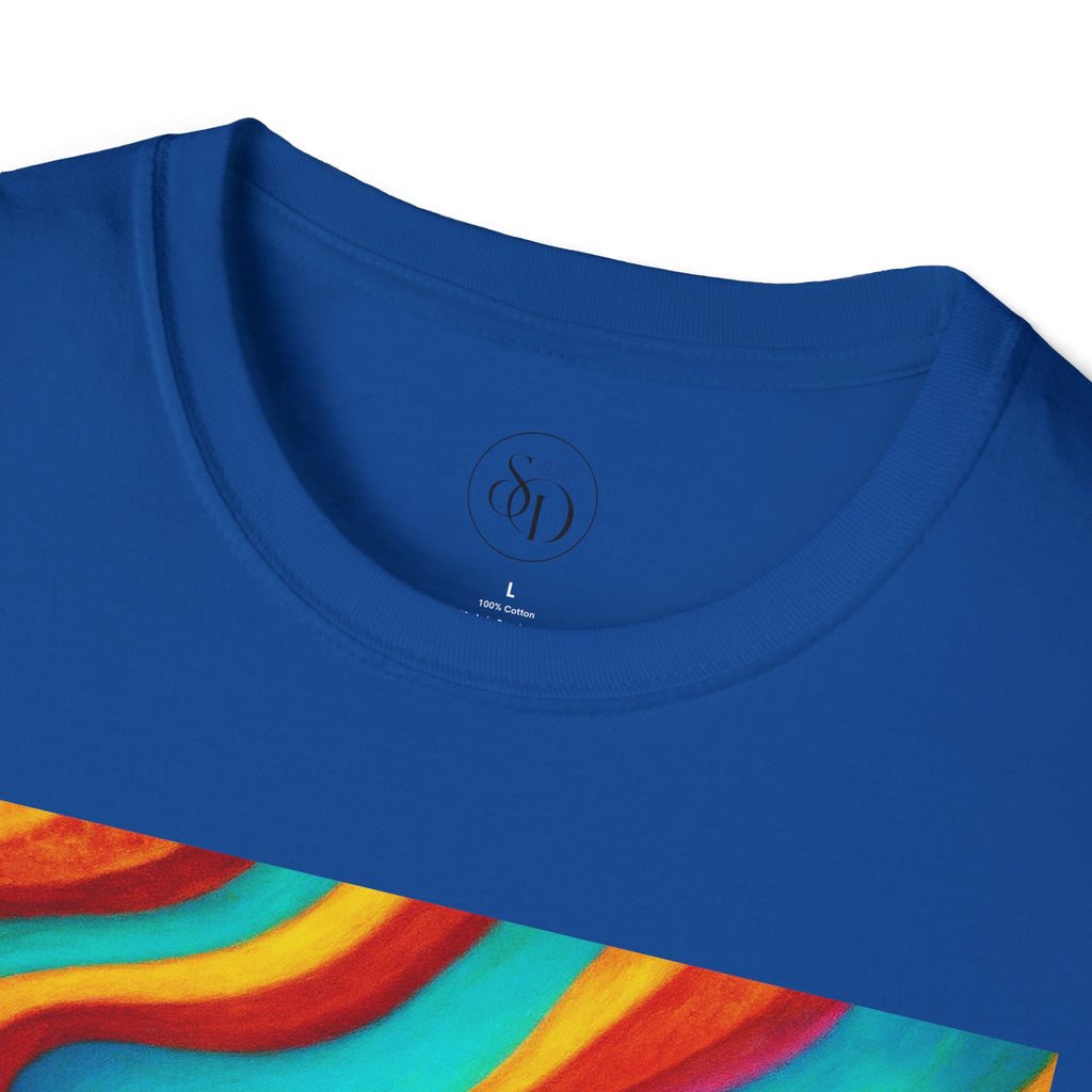 Psychedelic Rainbow Wave T-Shirt | Vibrant Neuro-Art Unisex Tee