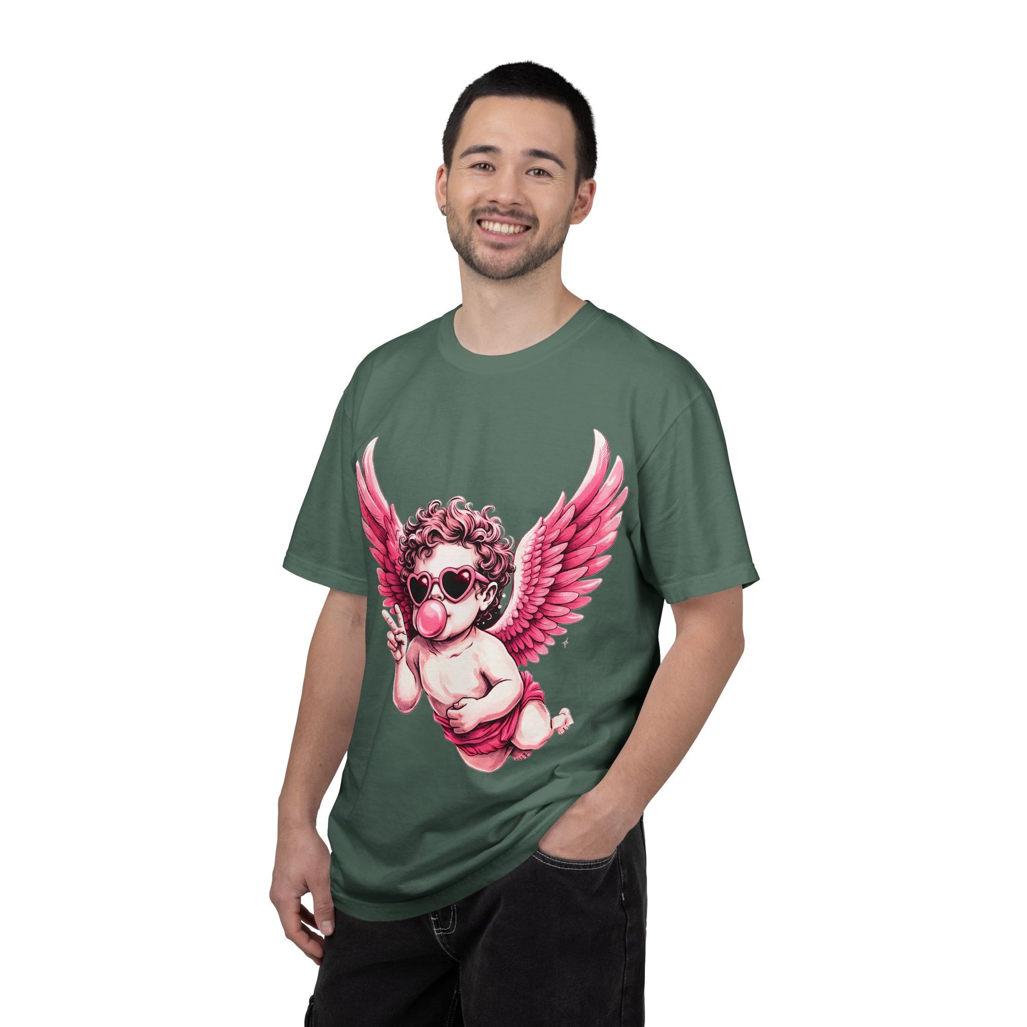 Pink Cherub Angel bubblegum sunglasses T-Shirt | Cupid winged baby graphic