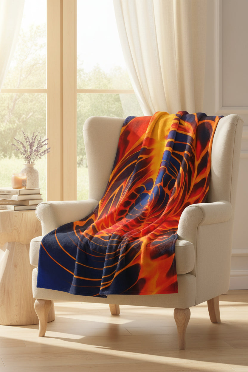 Abstract Spiral Plush Blanket | Cozy Velveteen Throw | Modern Home Decor
