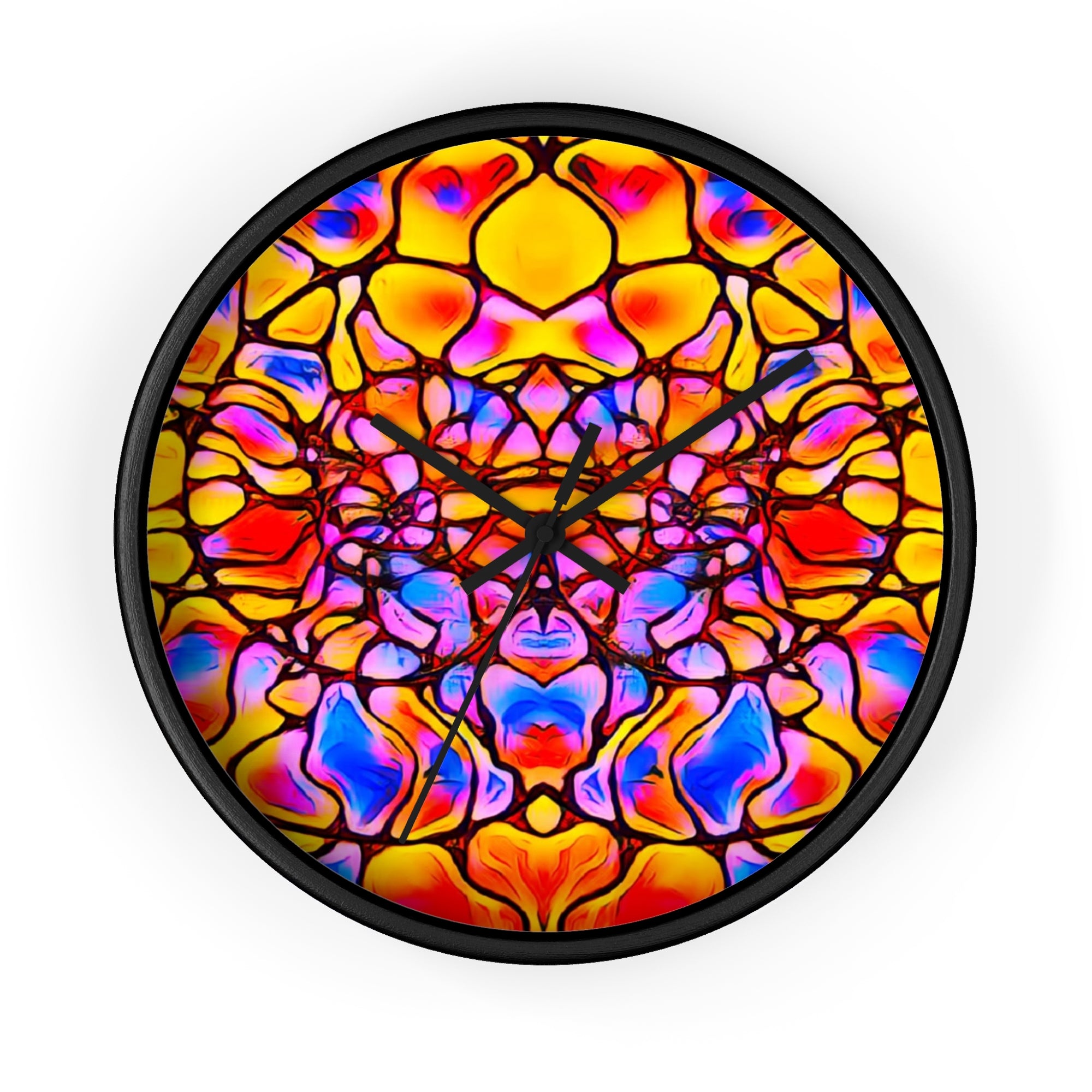 Kaleidoscope Wall Clock | Colorful Stained Glass Clock | Artistic Home Decor