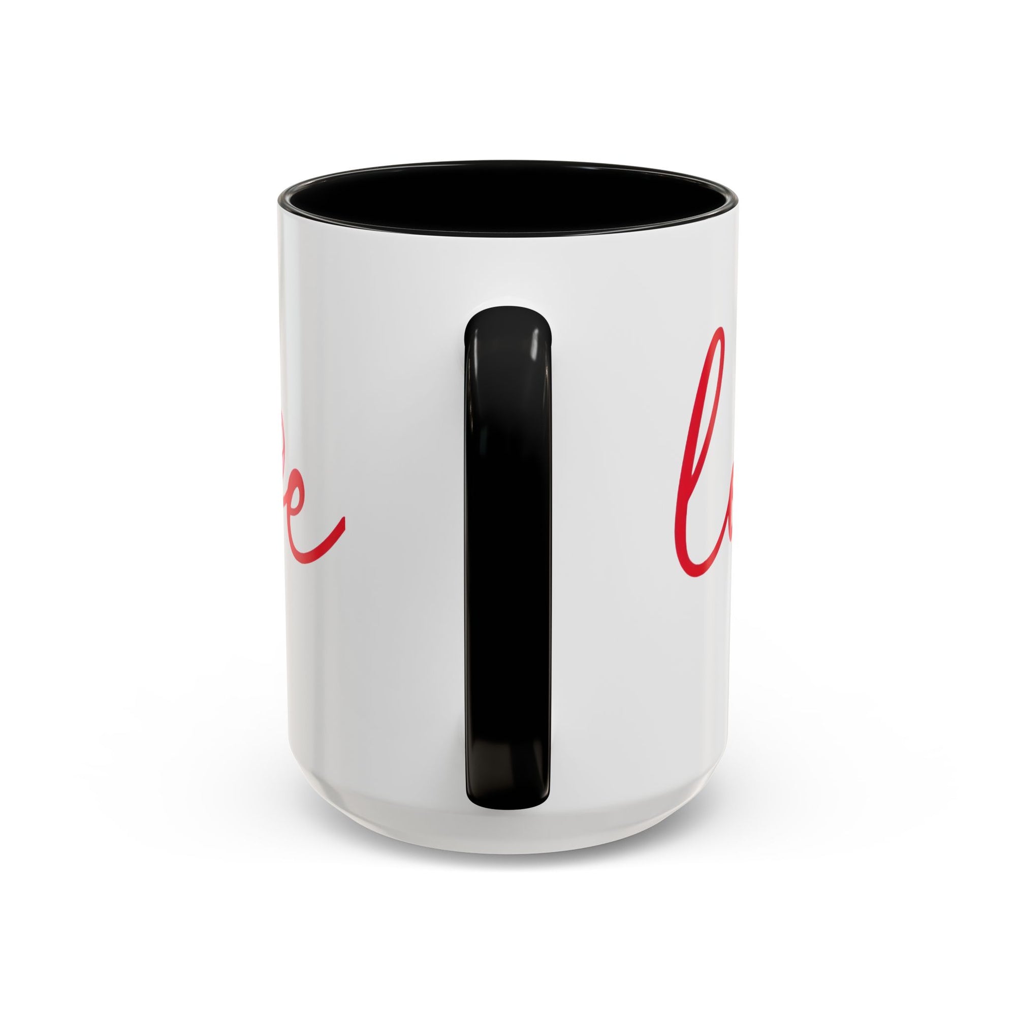 Romantic Love Mug | White Ceramic Coffee Cup with Red Bow Design, Colored Handle