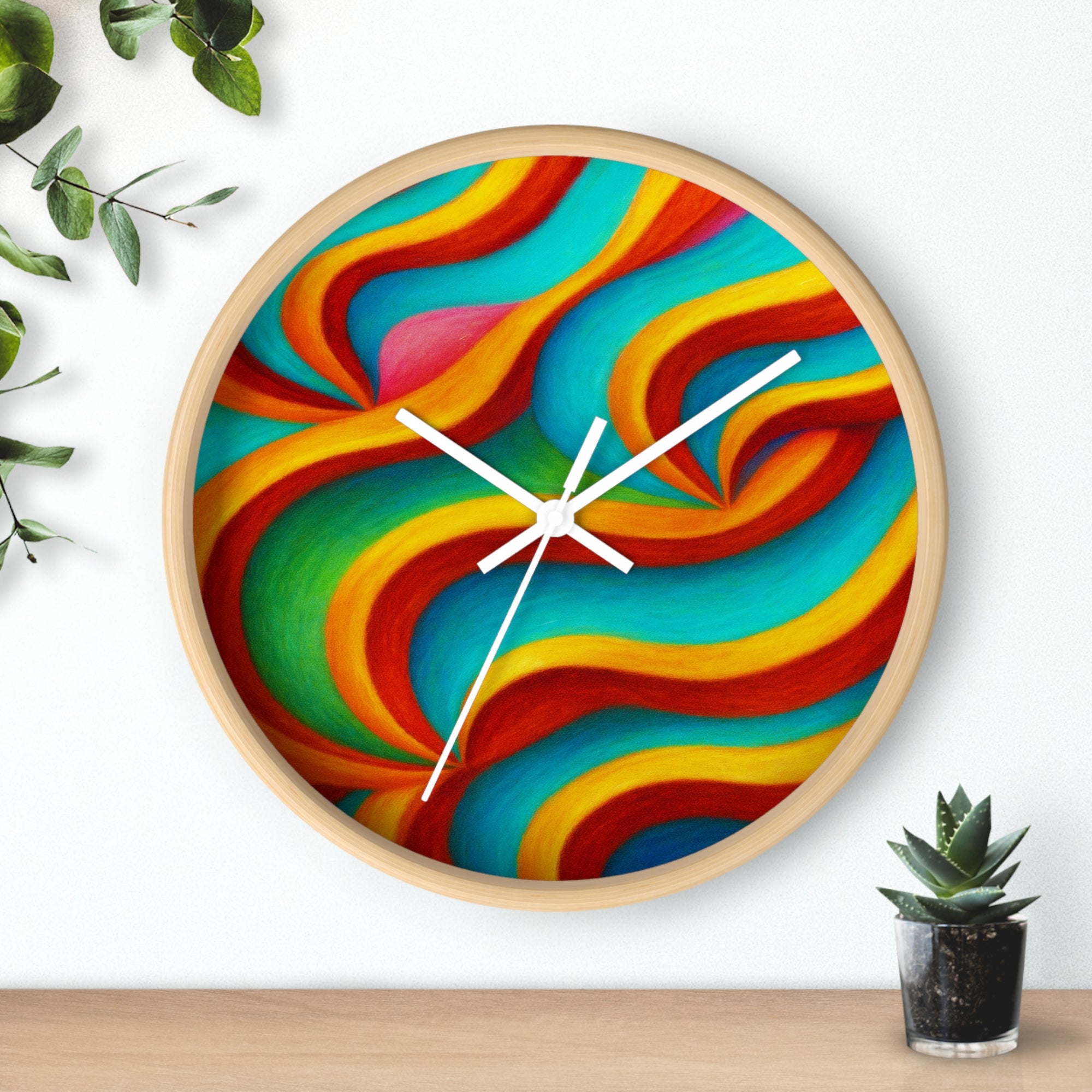 Rainbow Abstract Wall Clock | Colorful Modern Home Decor