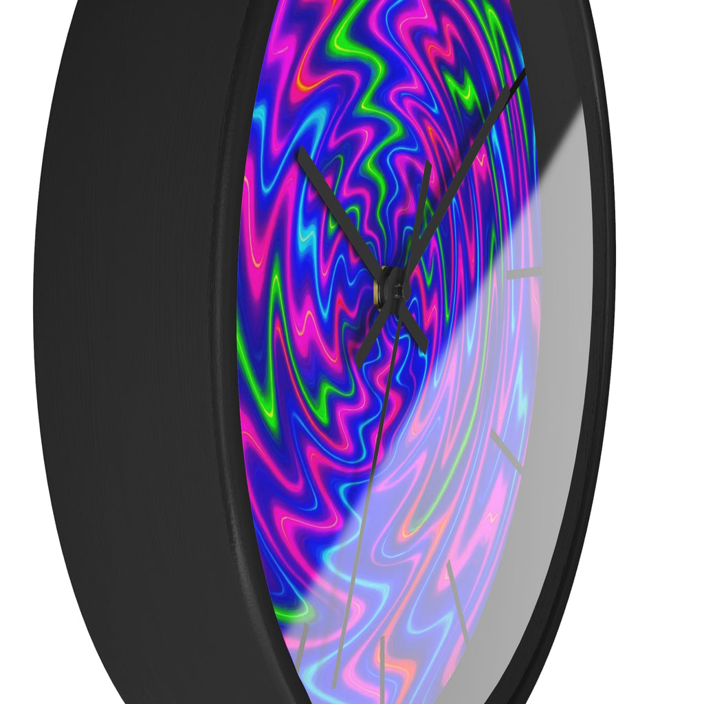 Psychedelic Abstract Wall Clock | Vibrant Neon Swirl Home Decor | Unique Trippy Gift