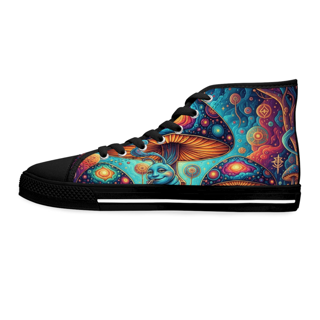 Mushroom Art High Top Sneakers | Colorful Trippy Shoes | Festival Fashion