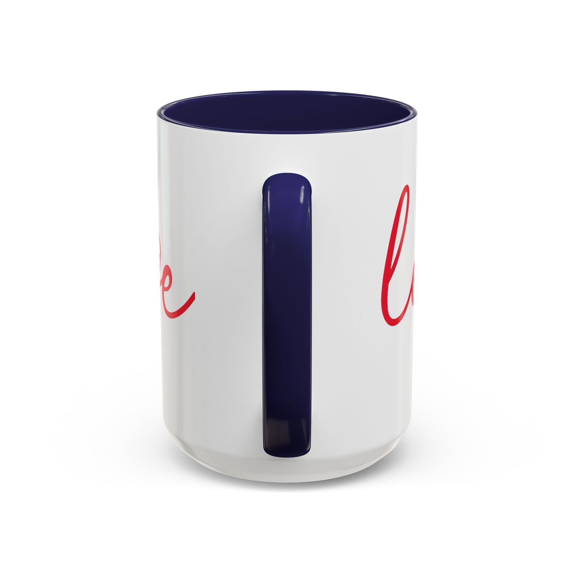Romantic Love Mug | White Ceramic Coffee Cup with Red Bow Design, Colored Handle