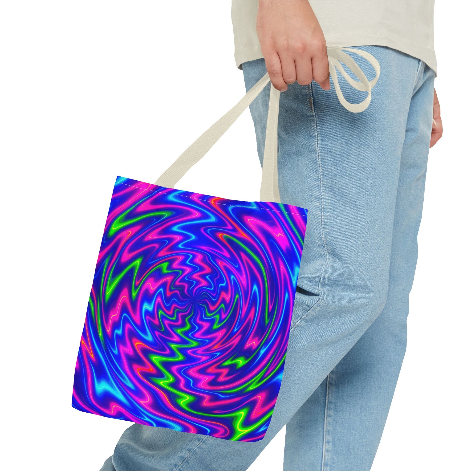 Neon Psychedelic Tote | Colorful Swirl Art Bag
