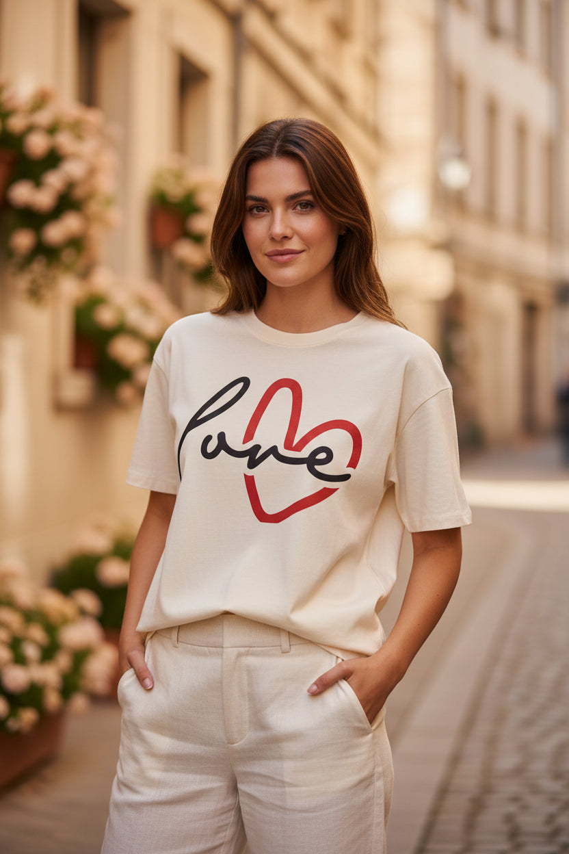 Love Script Heart T-Shirt, Minimalist Valentine's Tee