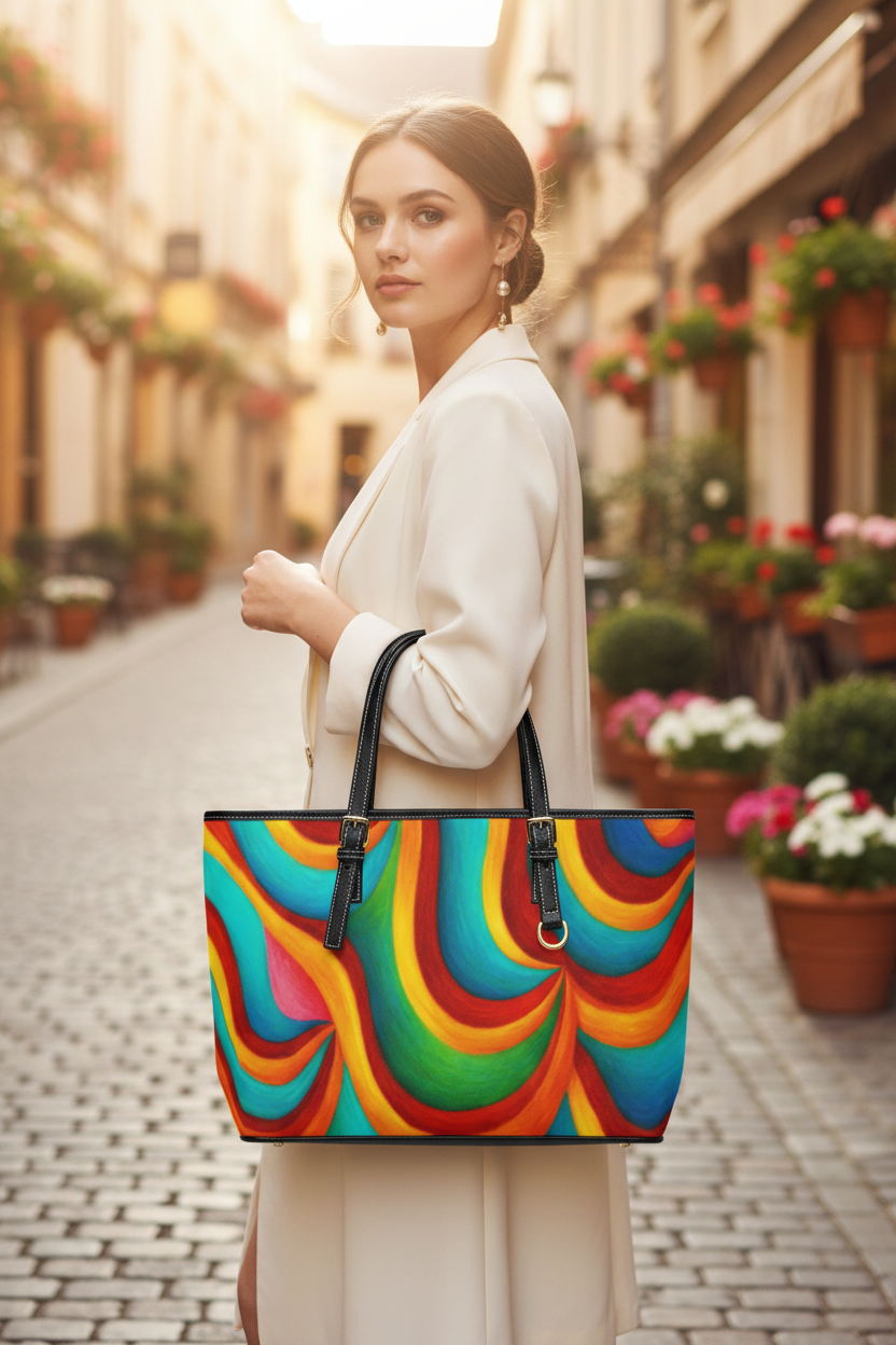 Color Wave Tote Bag | Vibrant Abstract Aesthetic Shopper