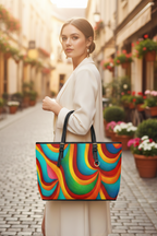 Color Wave Tote Bag | Vibrant Abstract Aesthetic Shopper