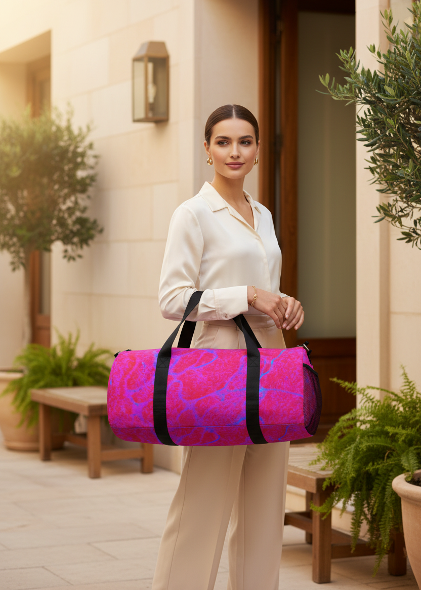 Vibrant Pink Duffel Bag | Abstract Gym & Travel Bag | Stylish Weekend Tote