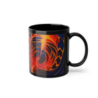 Fire Swirl Mug | Psychedelic Black Coffee Cup | Retro Art Gift