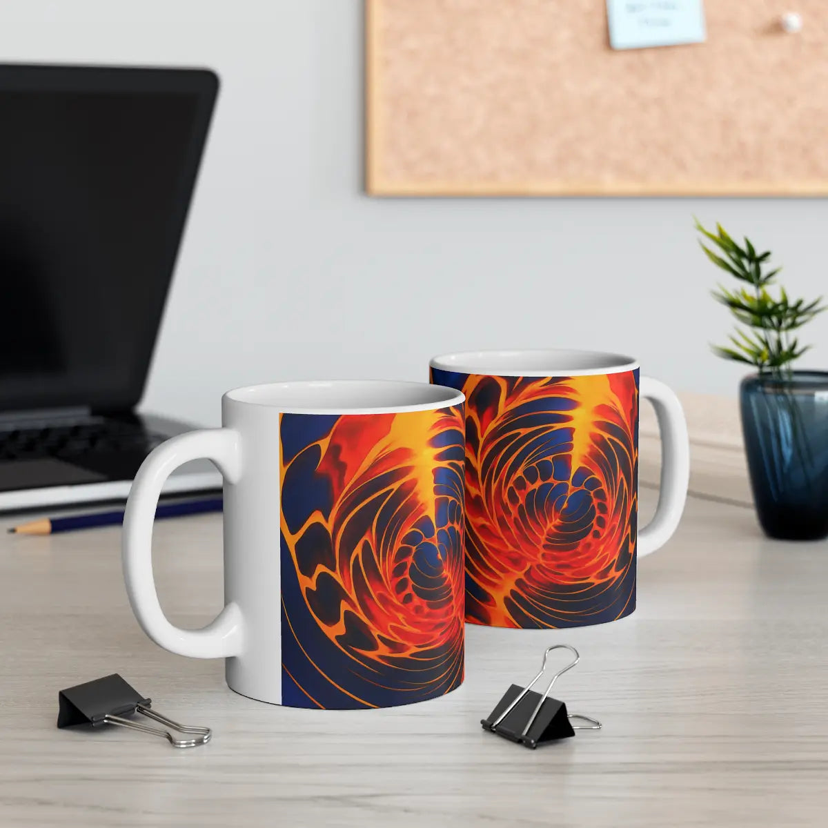 Fire Swirl Mug | Red Orange Abstract Coffee Cup | Bold Art Gift