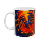 Fire Swirl Mug | Red Orange Abstract Coffee Cup | Bold Art Gift
