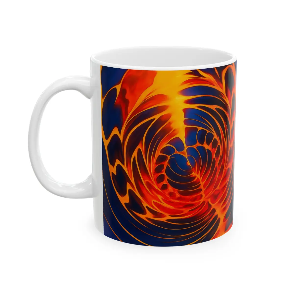 Fire Swirl Mug | Red Orange Abstract Coffee Cup | Bold Art Gift