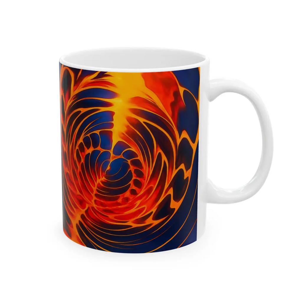 Fire Swirl Mug | Red Orange Abstract Coffee Cup | Bold Art Gift