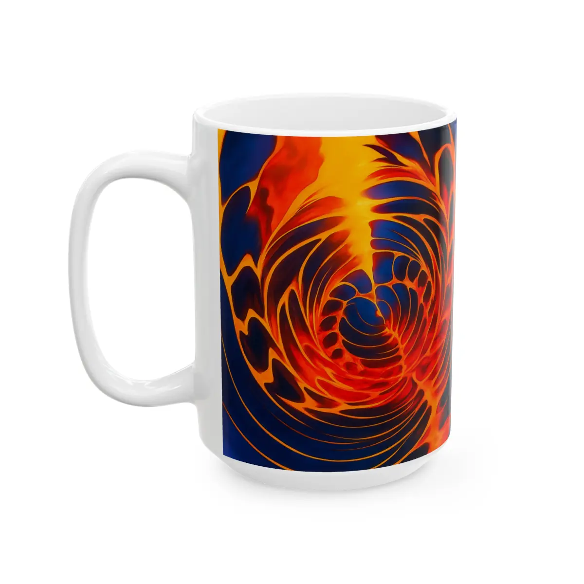 Fire Swirl Mug | Red Orange Abstract Coffee Cup | Bold Art Gift