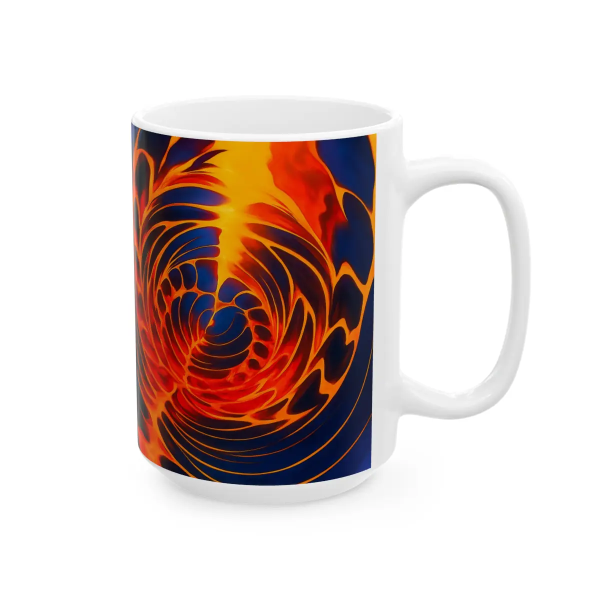 Fire Swirl Mug | Red Orange Abstract Coffee Cup | Bold Art Gift