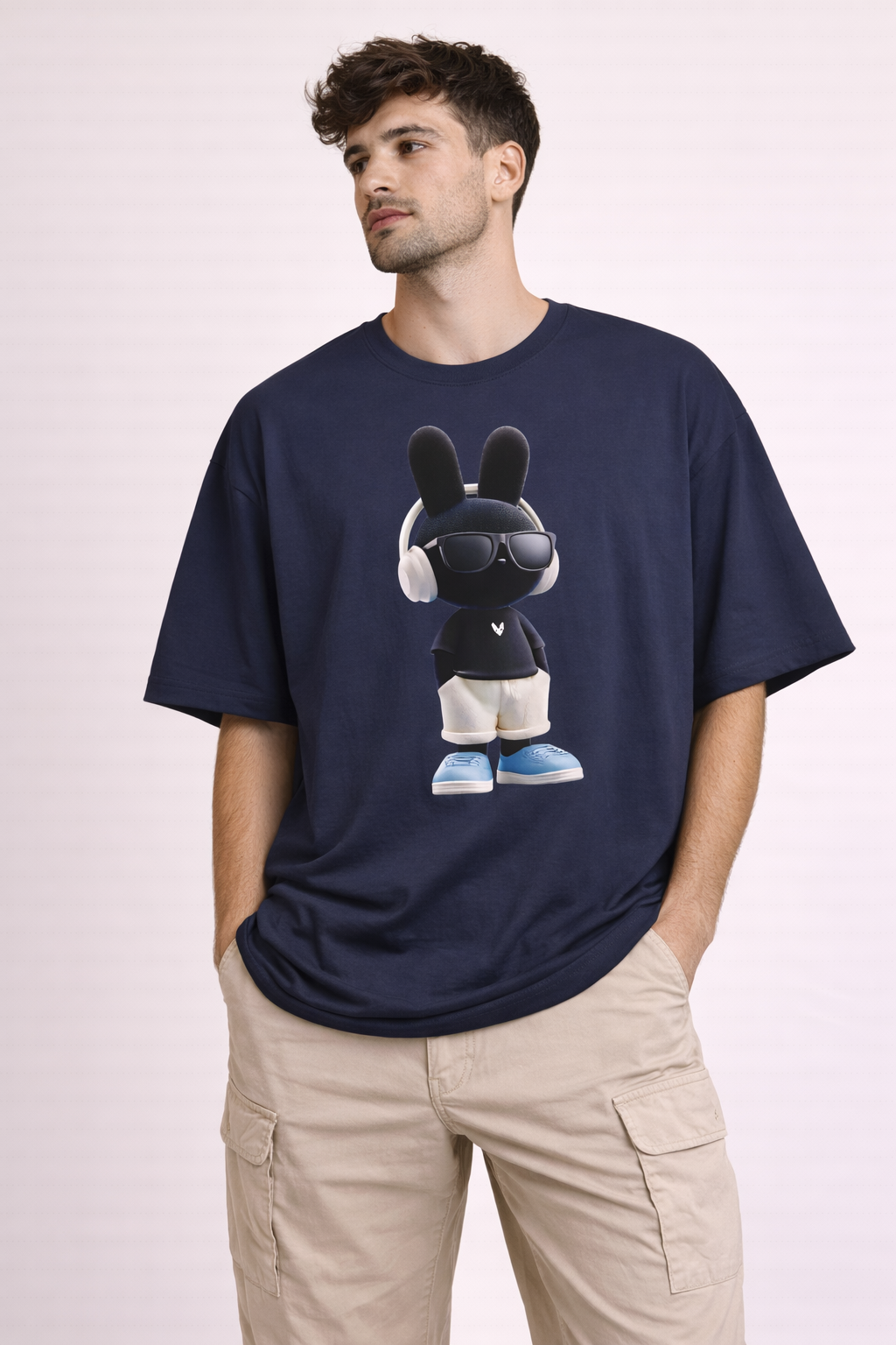 Oversized | Cool Bunny DJ tee | Graphic T-Shirt featuring Bunny with Headphones