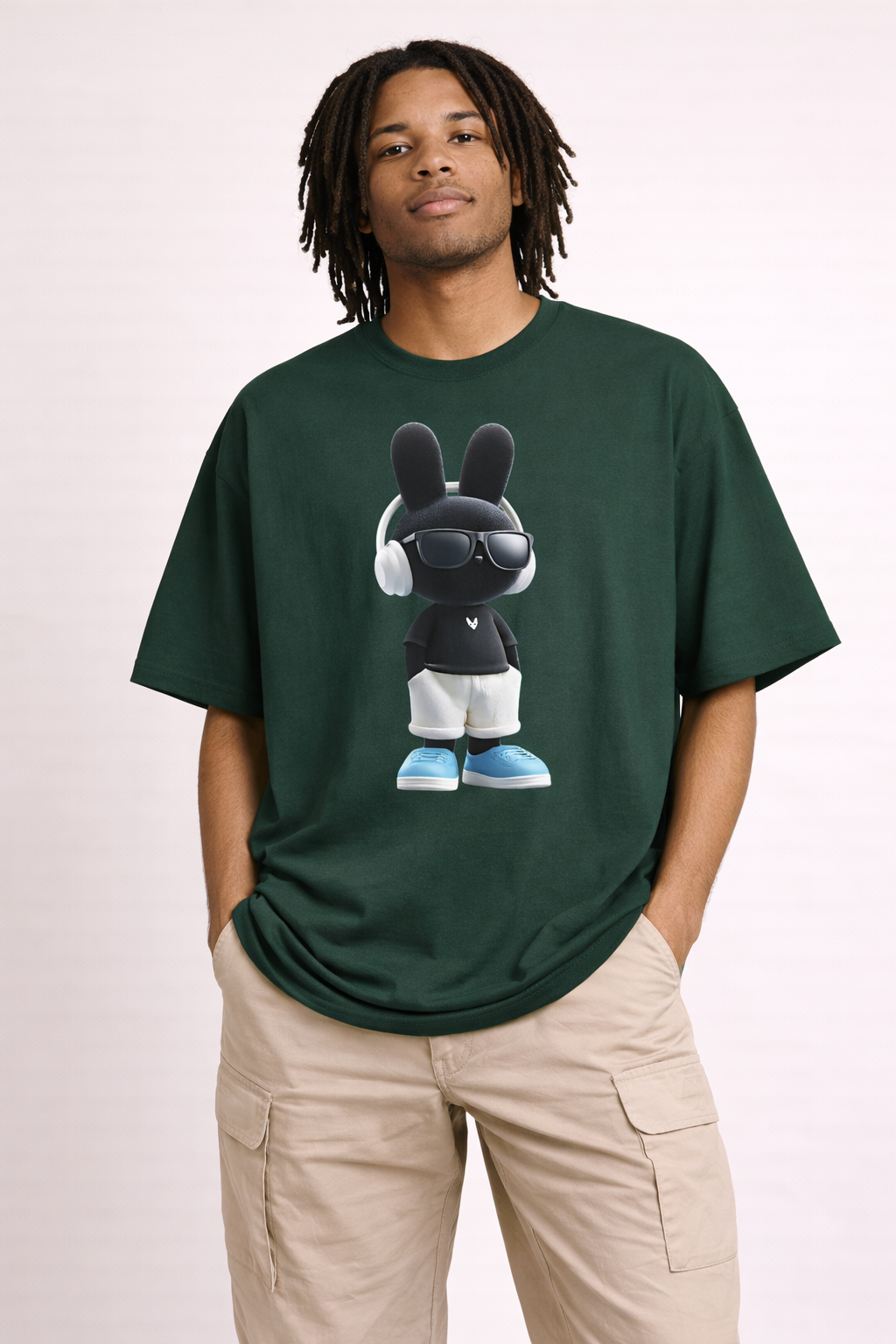 Oversized | Cool Bunny DJ tee | Graphic T-Shirt featuring Bunny with Headphones