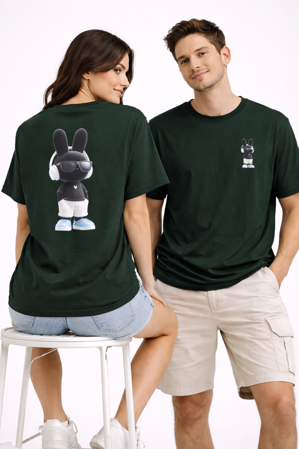 Oversized | Black Bunny Character Tee | Bunny Graphic T-Shirt