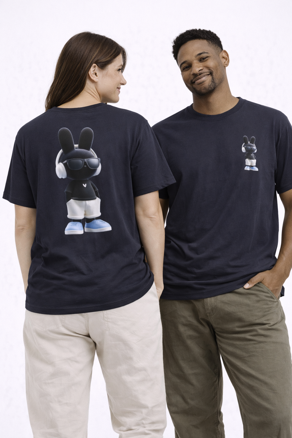 Oversized | Black Bunny Character Tee | Bunny Graphic T-Shirt