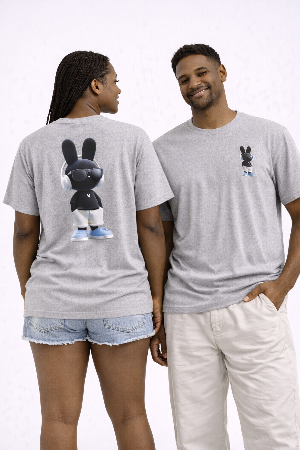 Oversized | Black Bunny Character Tee | Bunny Graphic T-Shirt