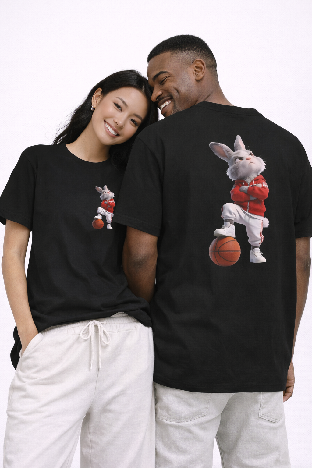 Oversized | Bunny Basketball Player Tee | Rabbit Hoop Graphic Tee