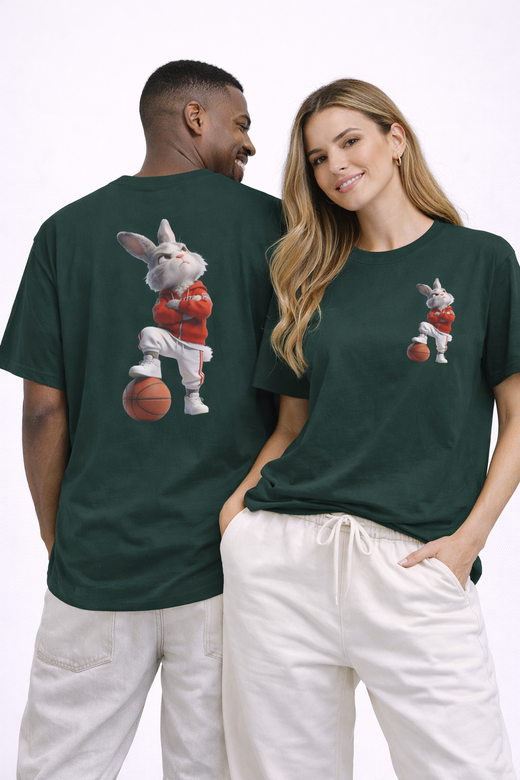 Oversized | Bunny Basketball Player Tee | Rabbit Hoop Graphic Tee