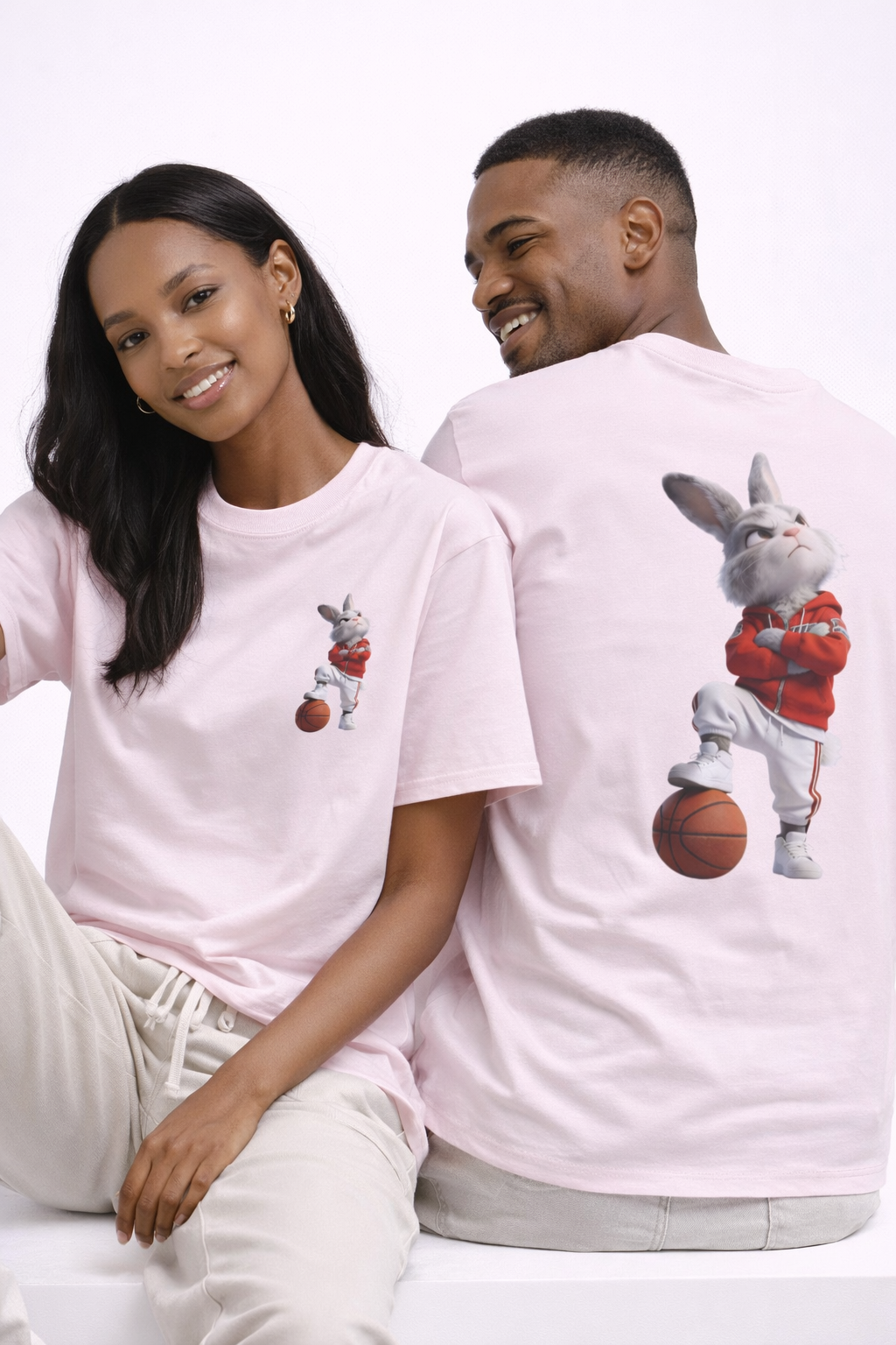 Oversized | Bunny Basketball Player Tee | Rabbit Hoop Graphic Tee