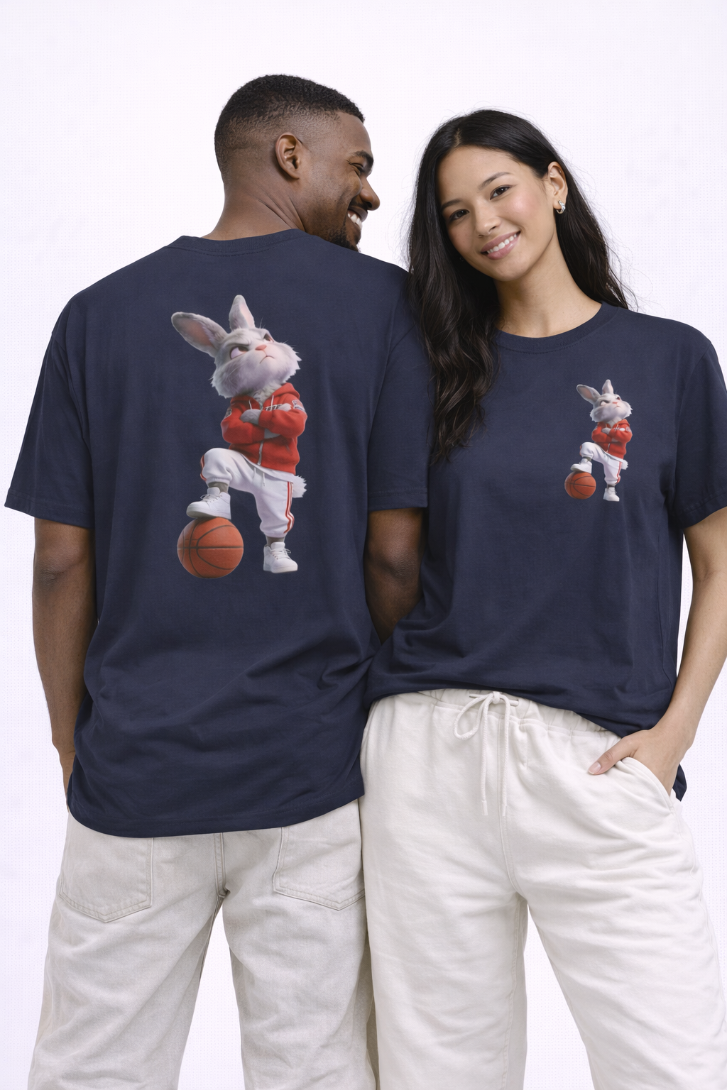 Oversized | Bunny Basketball Player Tee | Rabbit Hoop Graphic Tee