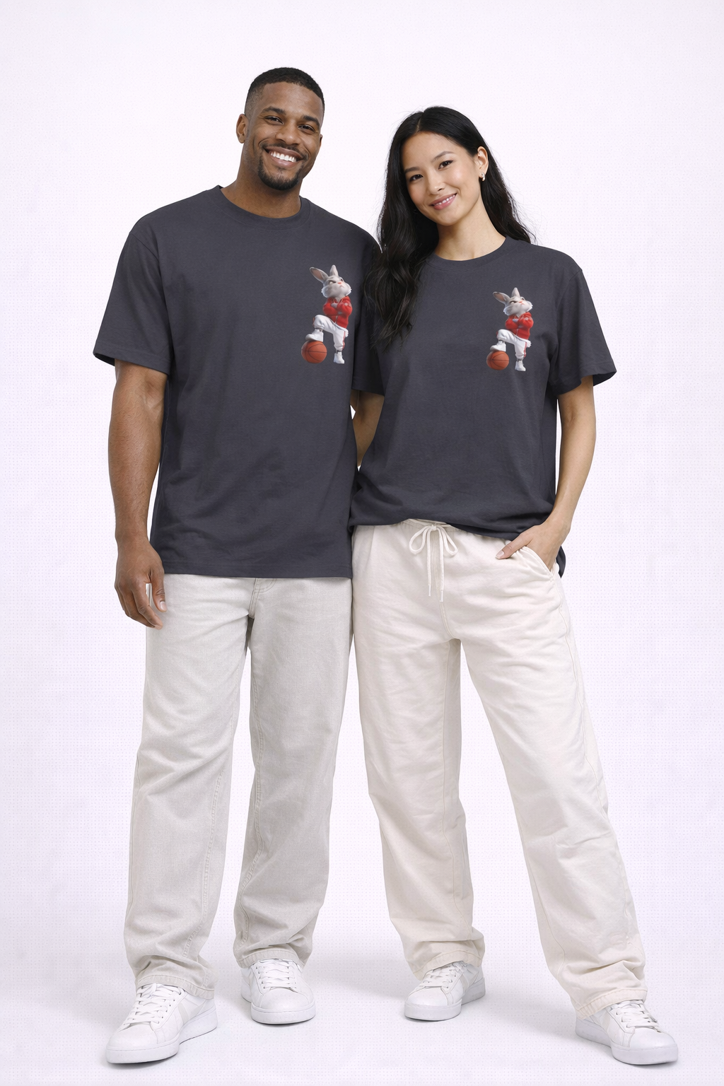 Oversized | Bunny Basketball Player Tee | Rabbit Hoop Graphic Tee