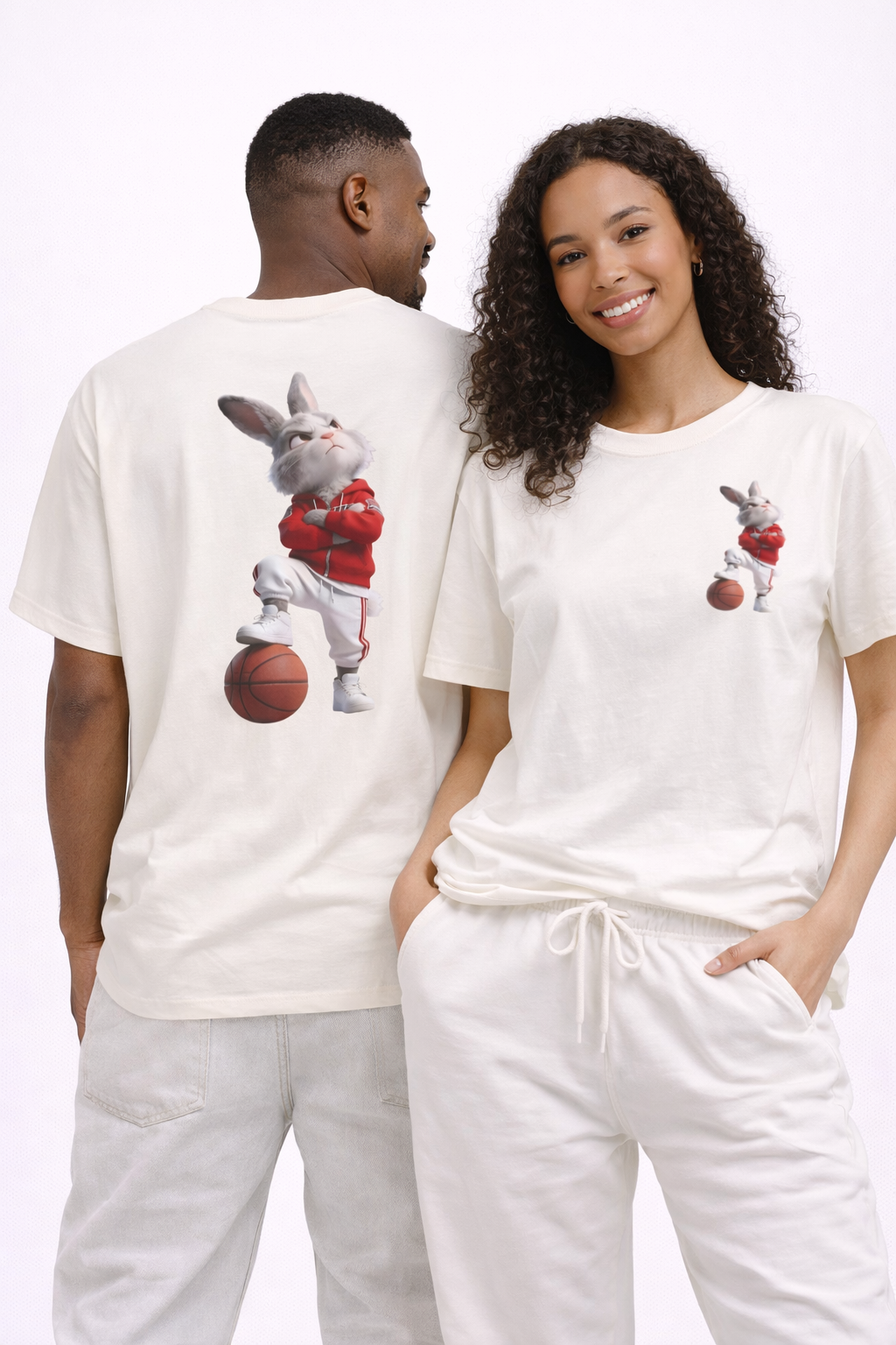 Oversized | Bunny Basketball Player Tee | Rabbit Hoop Graphic Tee