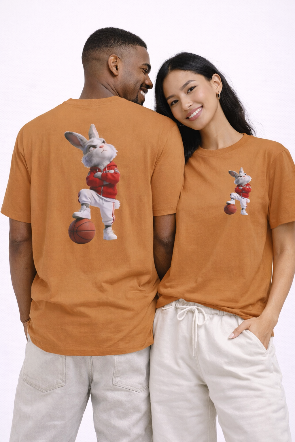 Oversized | Bunny Basketball Player Tee | Rabbit Hoop Graphic Tee