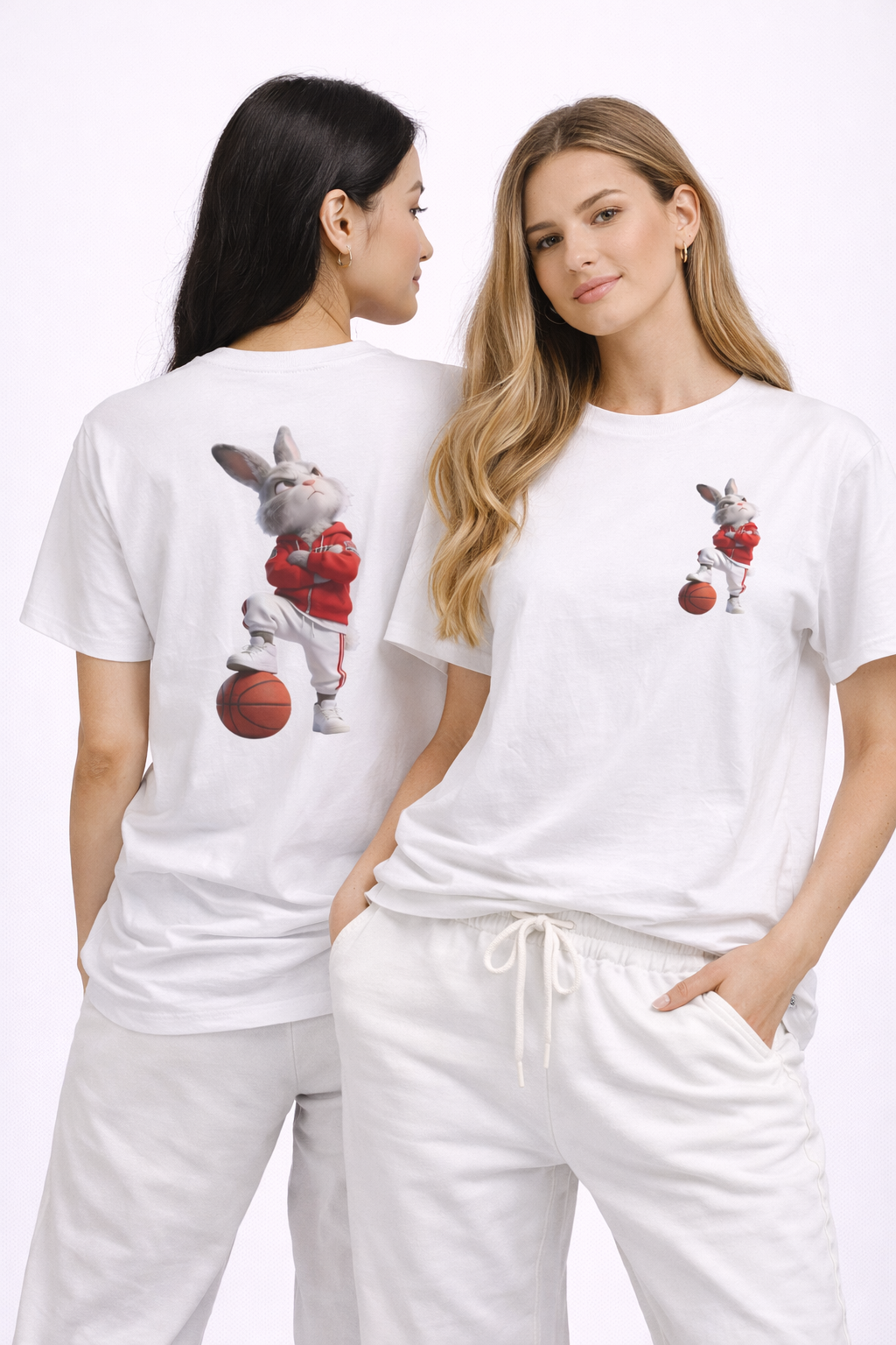 Oversized | Bunny Basketball Player Tee | Rabbit Hoop Graphic Tee