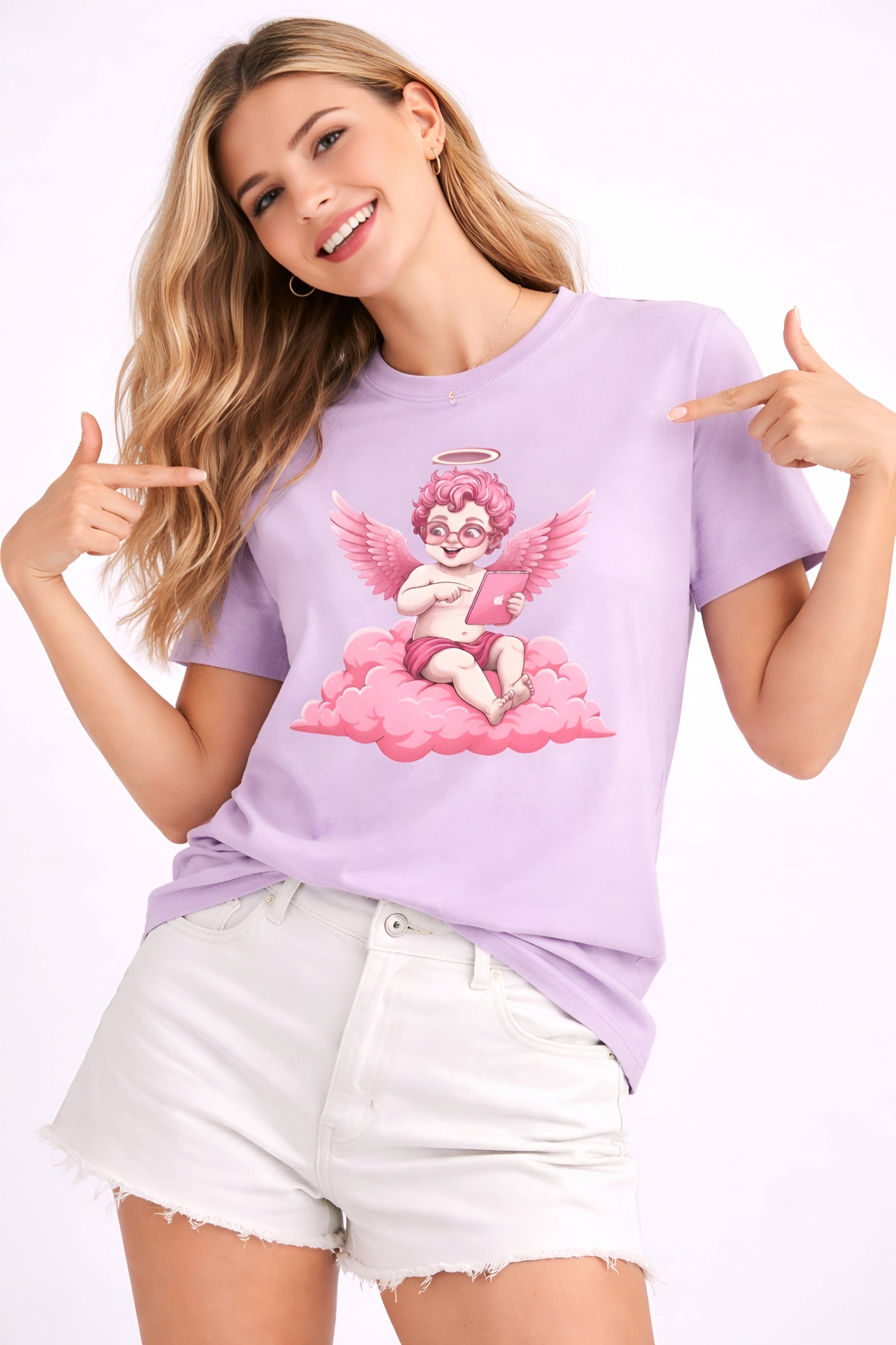 Pink Cherub Graphic T-Shirt | Vintage Cupid Art, Unisex Cotton Tee