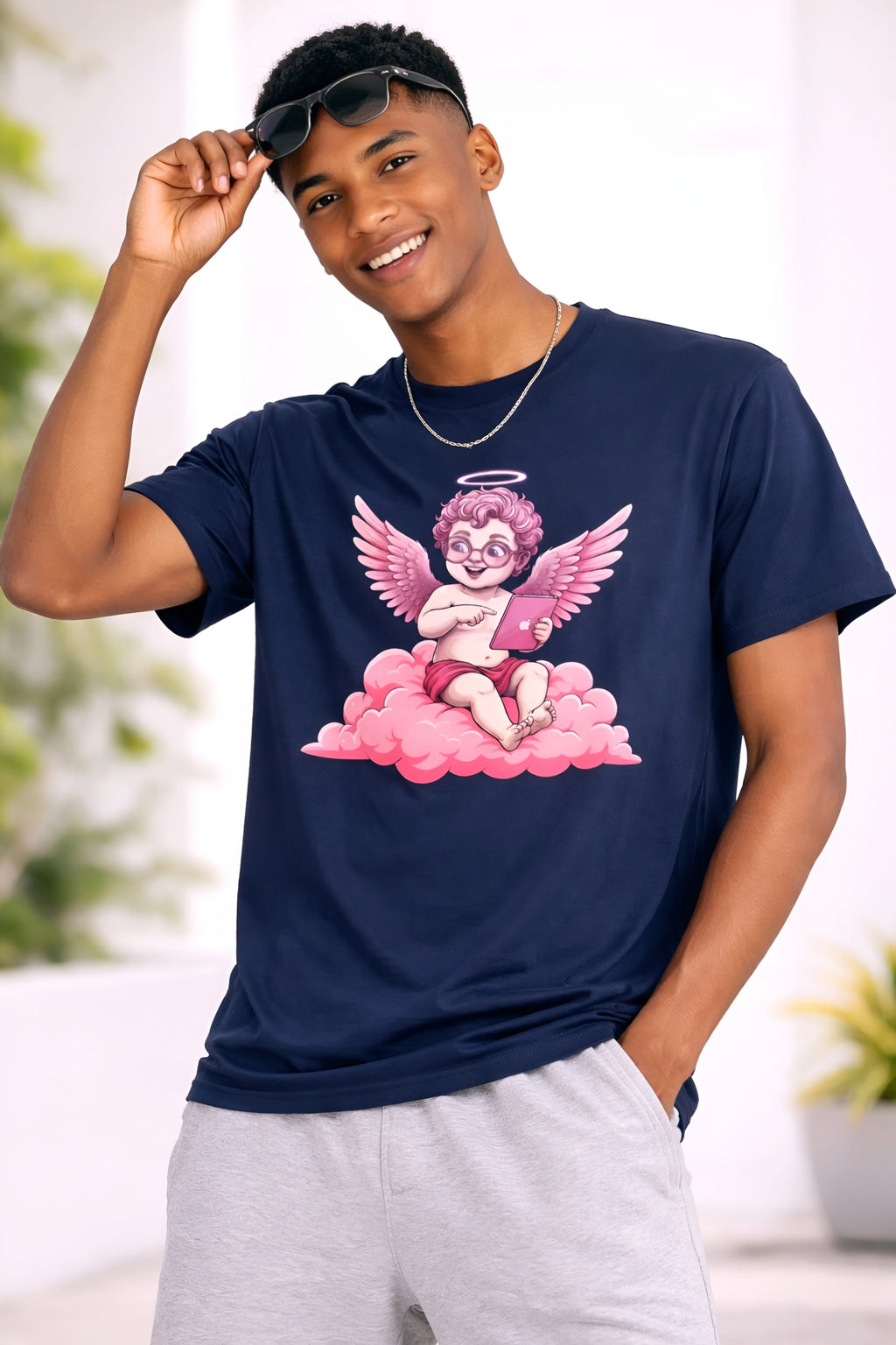 Pink Cherub Graphic T-Shirt | Vintage Cupid Art, Unisex Cotton Tee
