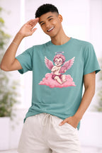 Pink Cherub Graphic T-Shirt | Vintage Cupid Art, Unisex Cotton Tee