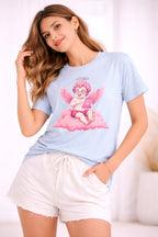 Pink Cherub Graphic T-Shirt | Vintage Cupid Art, Unisex Cotton Tee