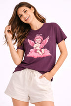 Pink Cherub Graphic T-Shirt | Vintage Cupid Art, Unisex Cotton Tee