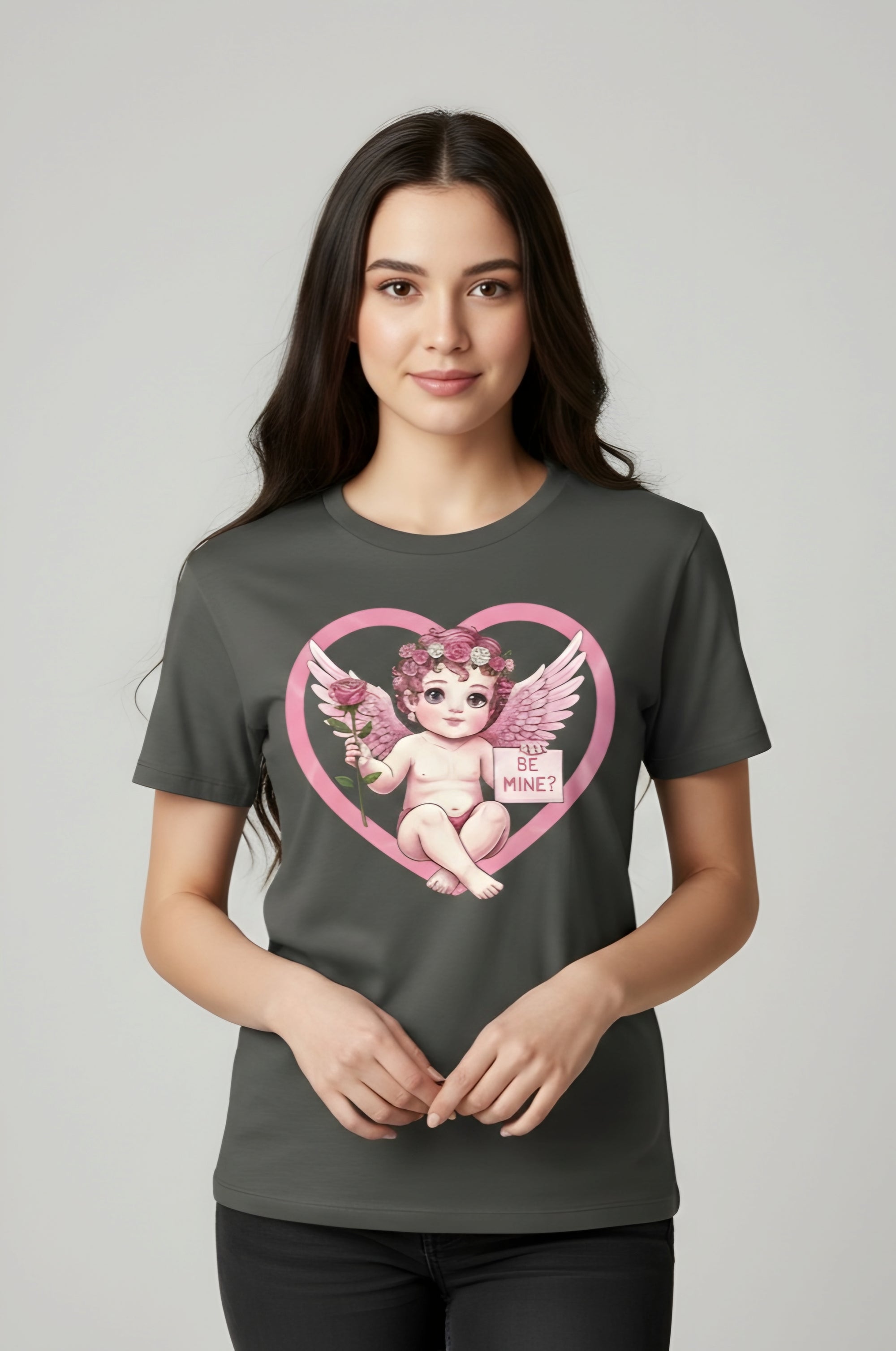 Cherub Graphic T-Shirt | Pink Cupid Heart Art Unisex Cotton Tee