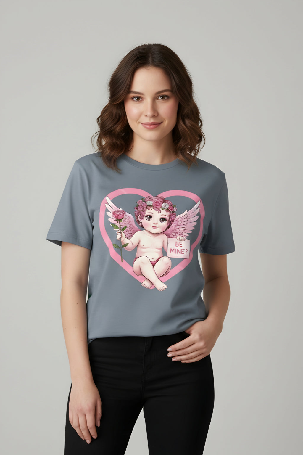 Cherub Graphic T-Shirt | Pink Cupid Heart Art Unisex Cotton Tee