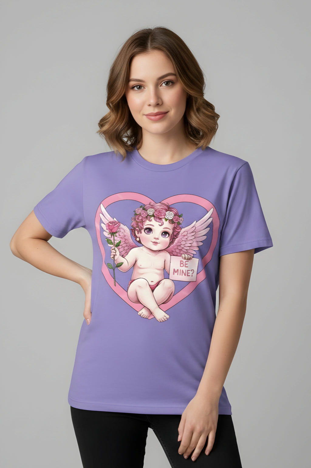 Cherub Graphic T-Shirt | Pink Cupid Heart Art Unisex Cotton Tee