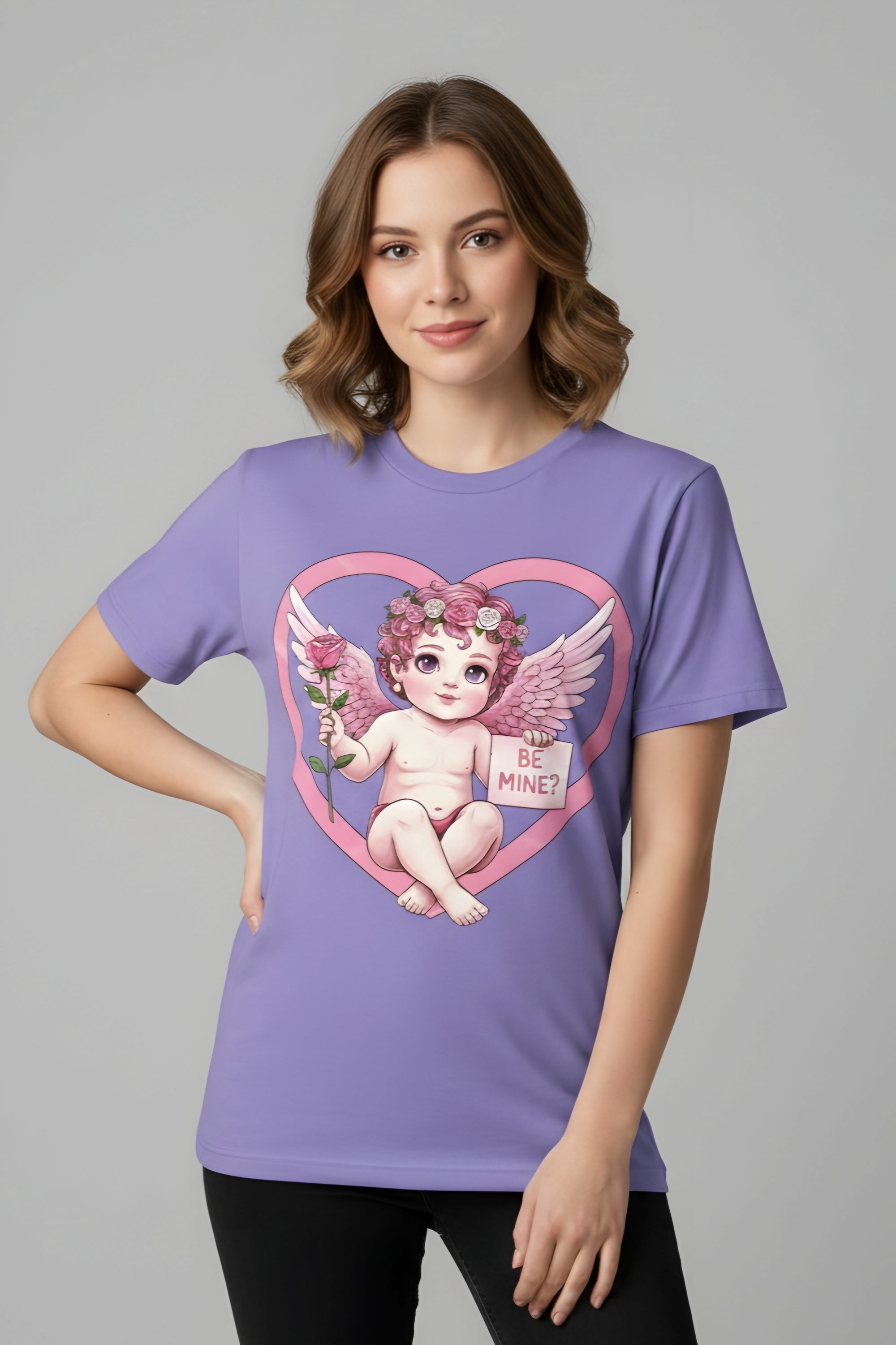 Cherub Graphic T-Shirt | Pink Cupid Heart Art Unisex Cotton Tee