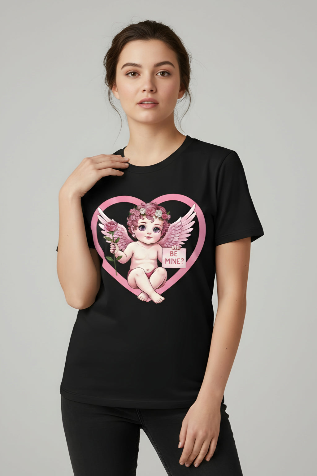 Cherub Graphic T-Shirt | Pink Cupid Heart Art Unisex Cotton Tee
